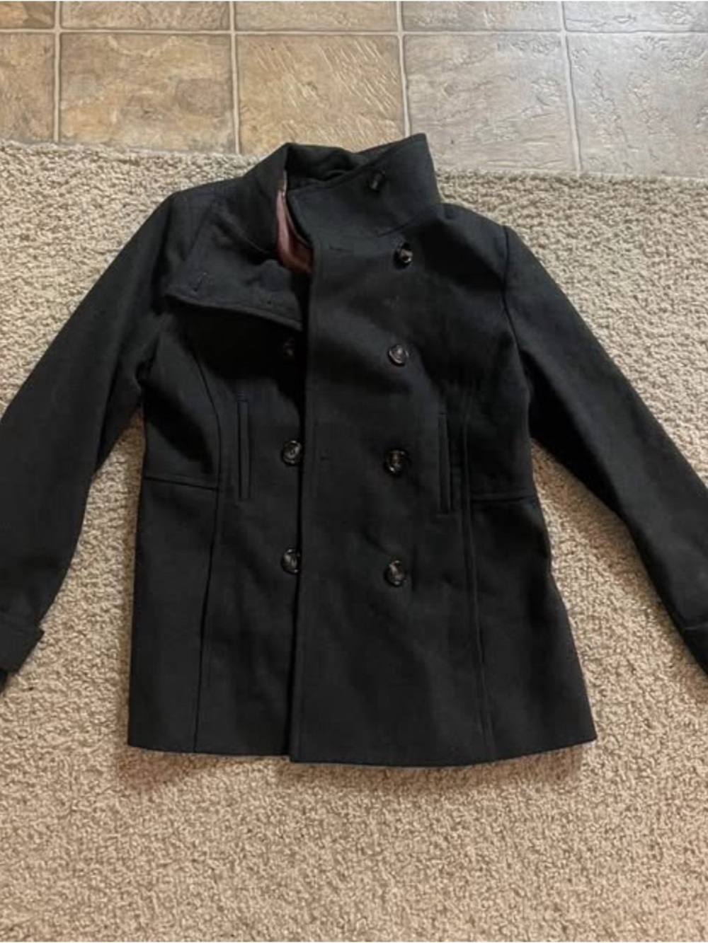 Thread & Supply Black Double-Breasted Peacoat